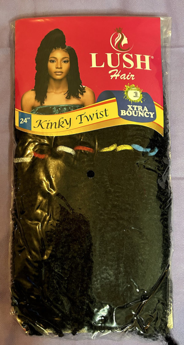 A pack of lush hair 24' kinky twist extension. Colour Black