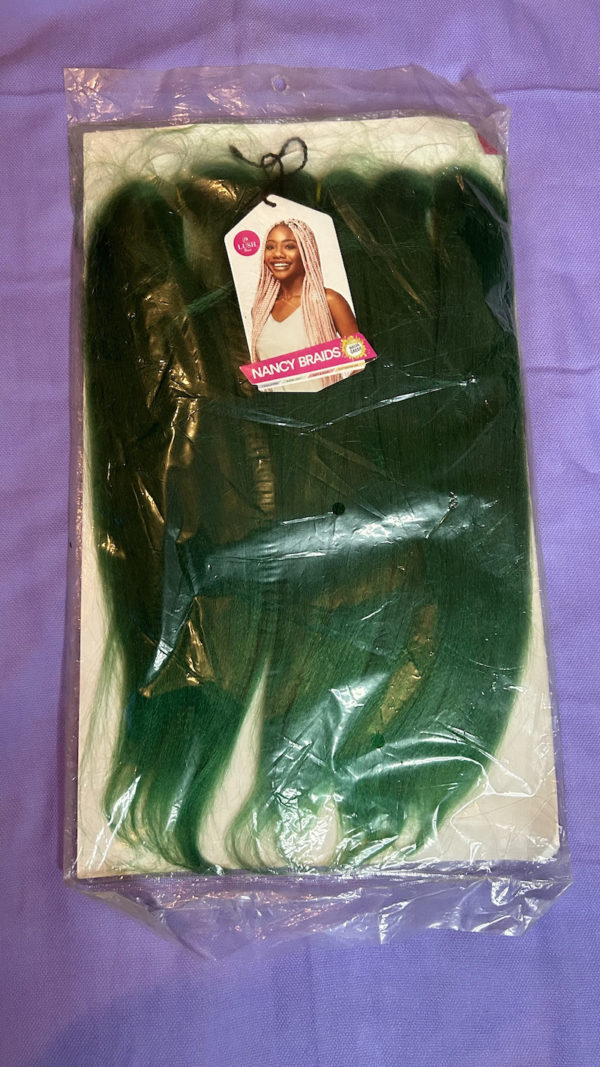Back view of lush hair Nancy braids extension. Colour Mint Green