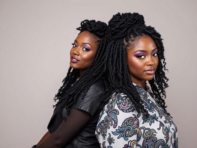 Afro hair extensions modelled by black ladies