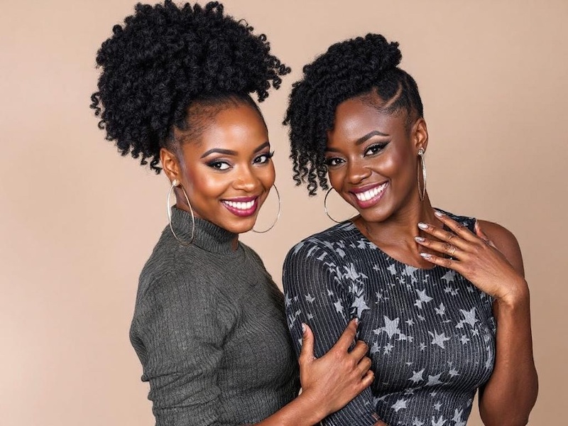 Afro hair extensions styled by
2 plack women women